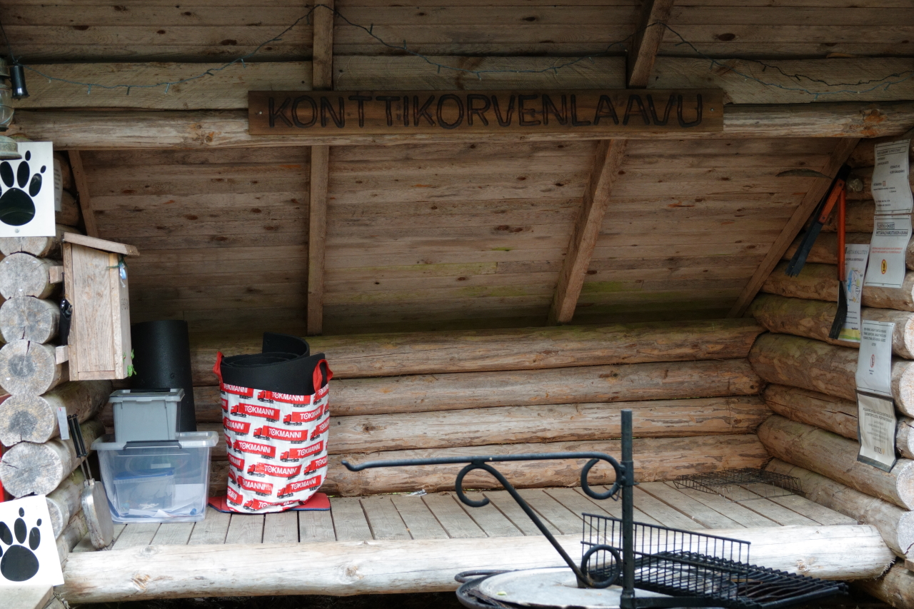 Konttikorven laavu edestä kuvattuna.
