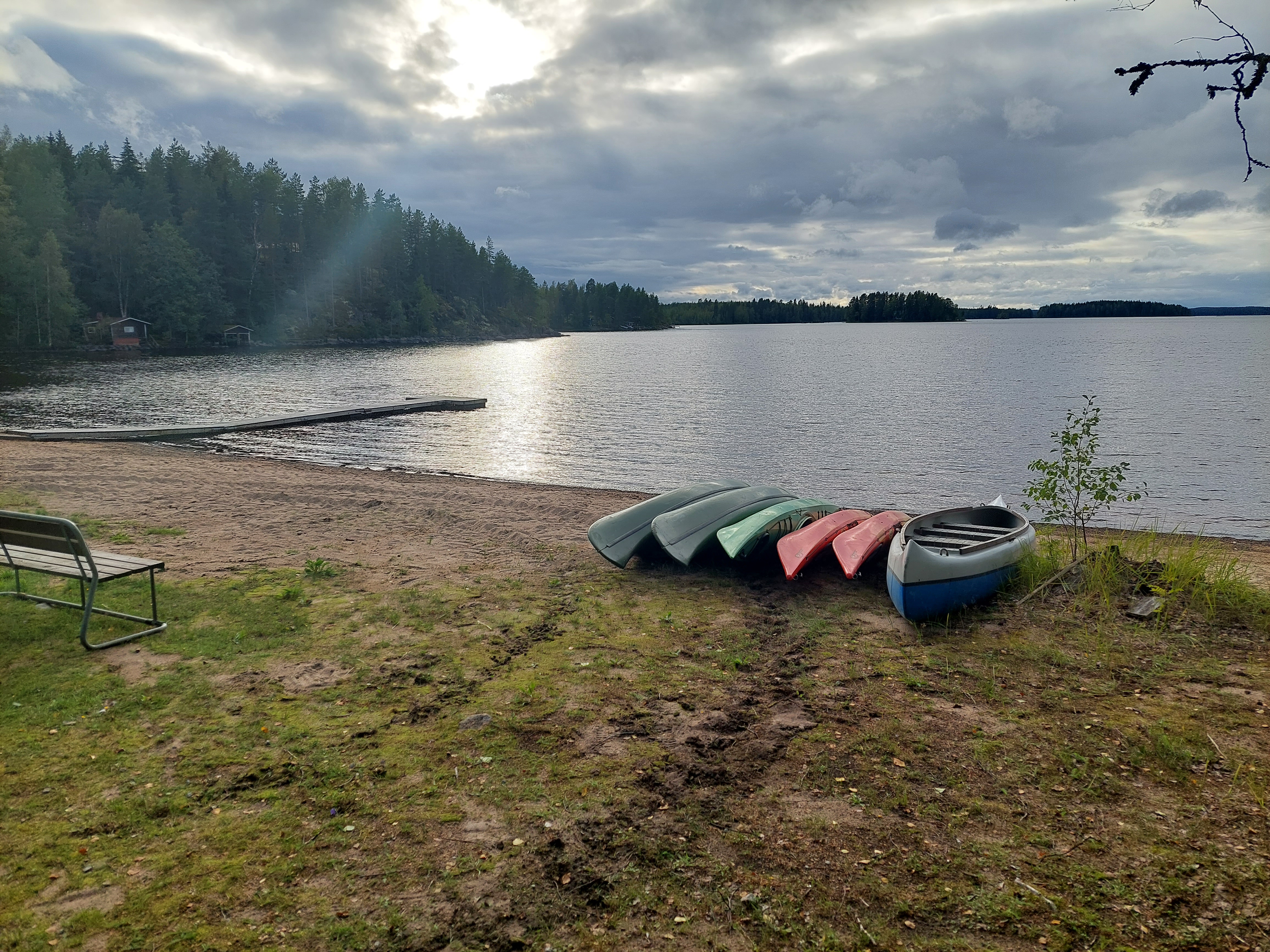 Kanootteja rannassa